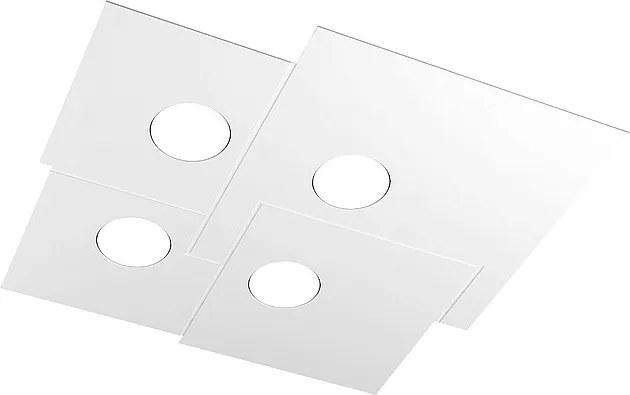 Lampa sufitowa kwadratowa Toplight 4-punktowa Plate z gniazdem GX53, biała struktura, nowoczesny design 50x46x3cm