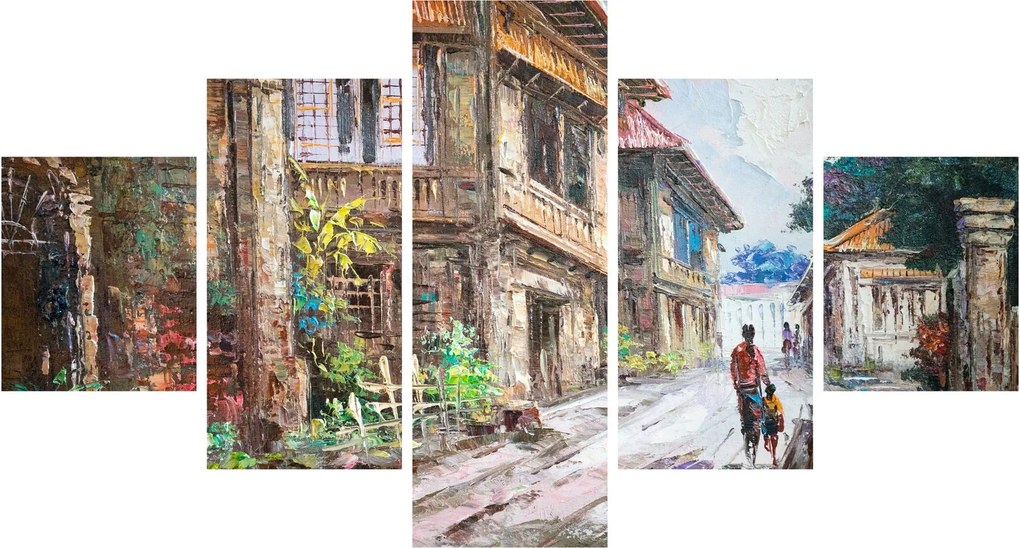 Obraz filipińskiej wioski, Azja (125x70 cm)