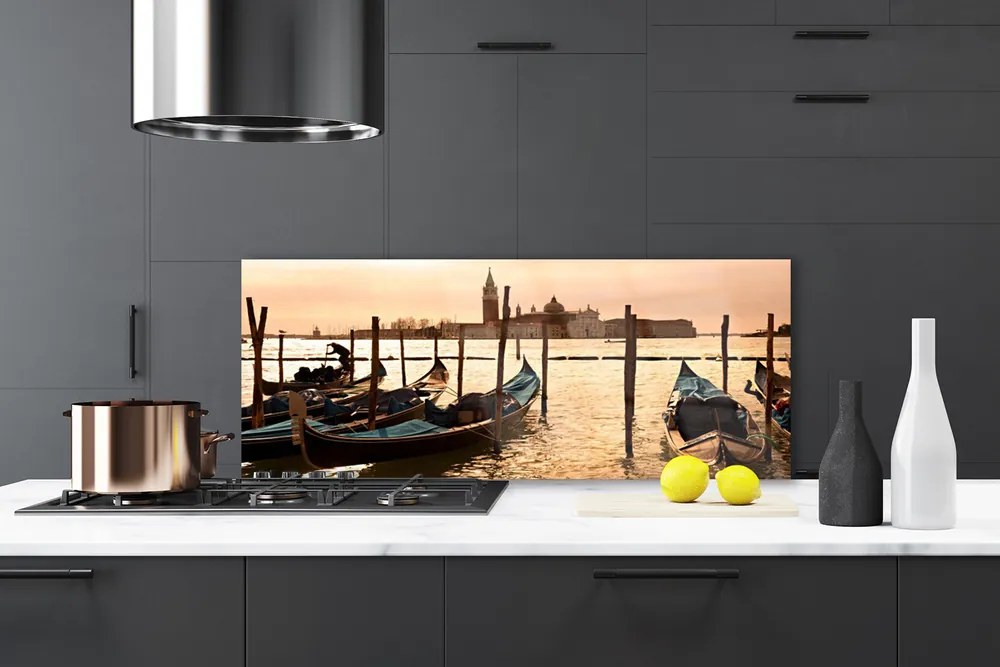 Szkło do Kuchni na Ścianę Łódź Rybacka Na Morzu