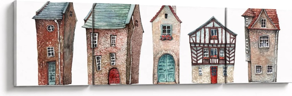 Obraz - Domy akwarelowe (170x50 cm)