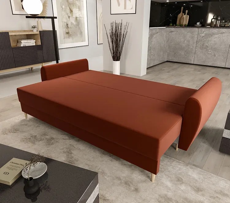 Pomarańczowa sofa rozkładana - Sinsiew 3X