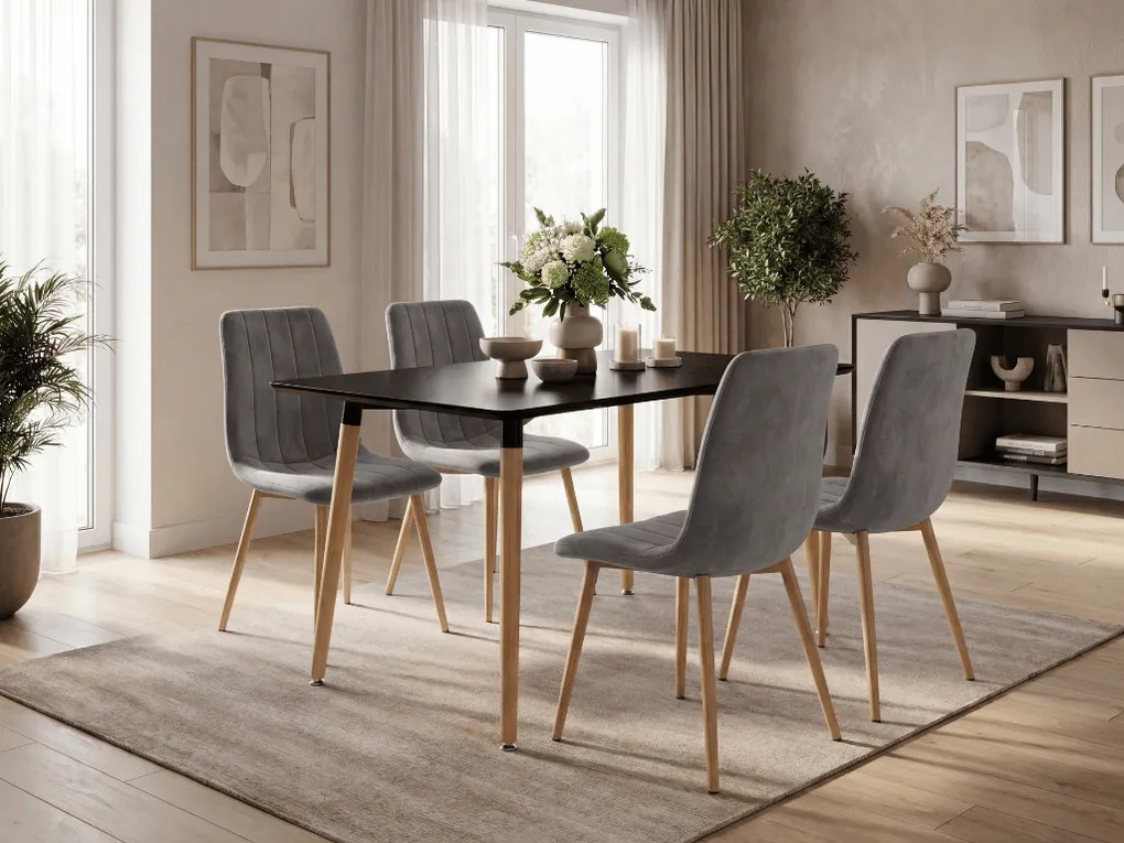 Szare aksamitowe krzesło LAVA PEWTER GREY