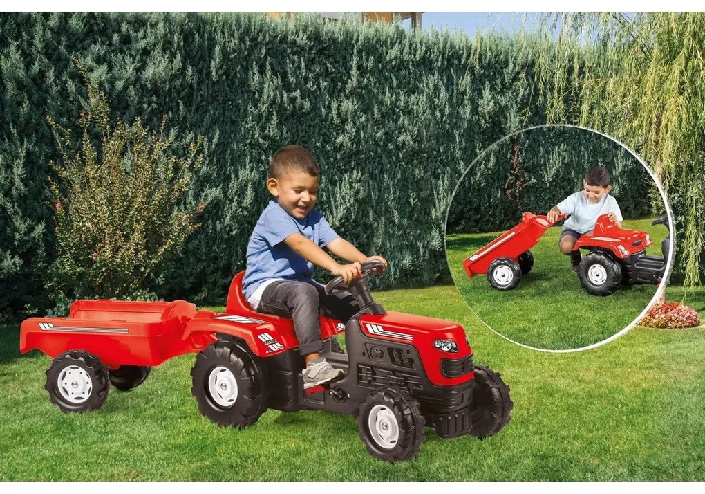 Kopalnia Traktor na pedały Ranchero z przyczepą,czerwony