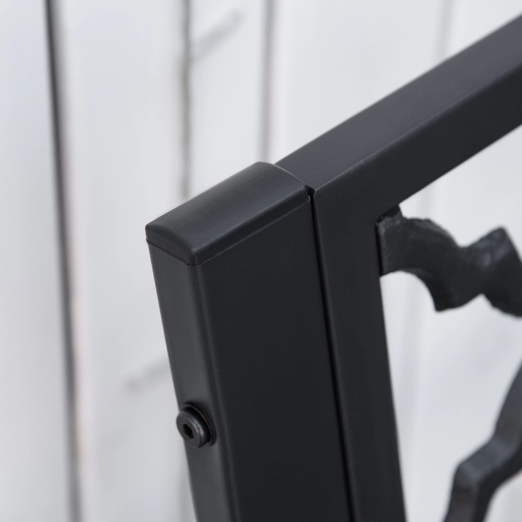 Outsunny Metalowa Ławka Ogrodowa 2-osobowa Czarna Stylowa z Oparciem i Podłokietnikami 128x585x89cm | Aosom PL