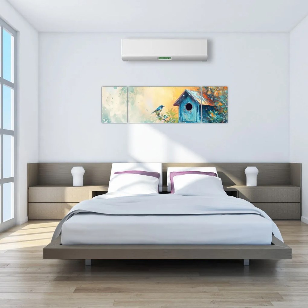 Obraz - Domek dla ptaków, akwarela (170x50 cm)