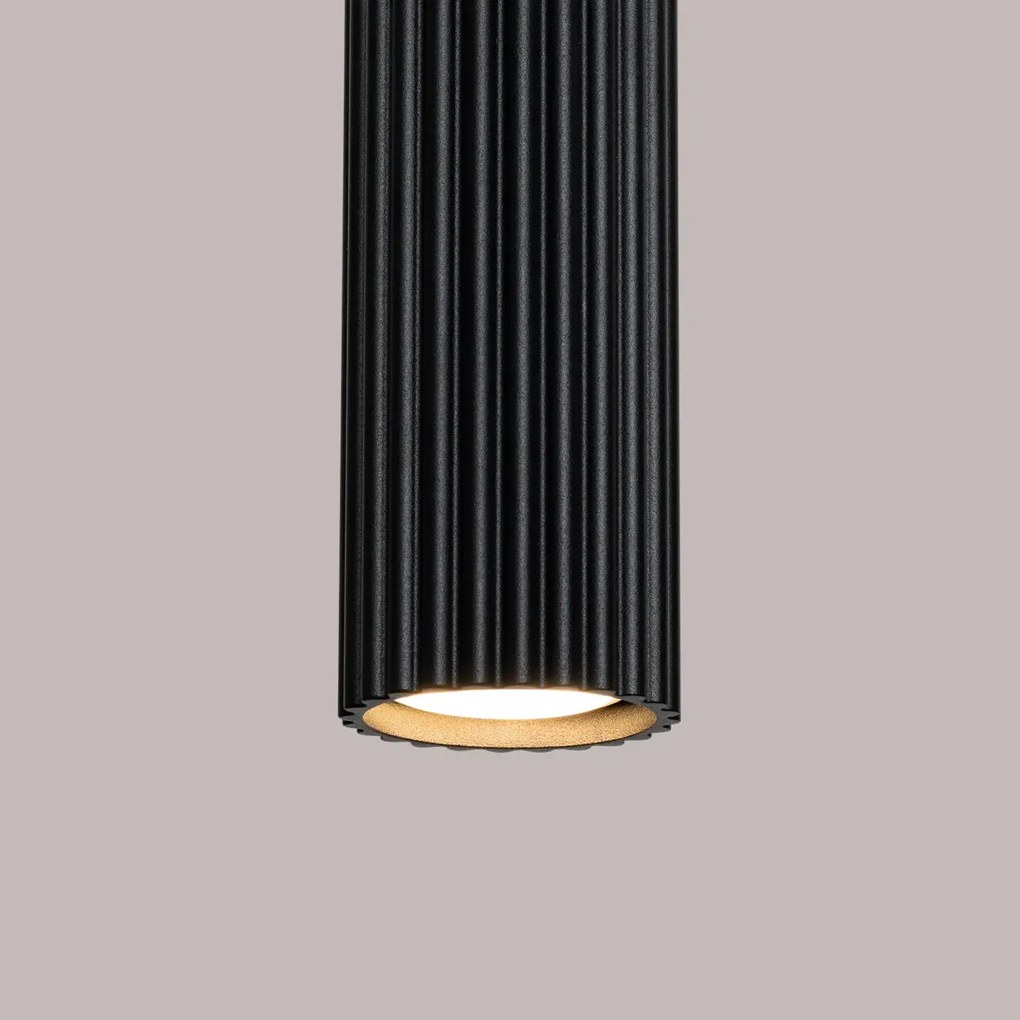 Lampa wisząca KARBON 1 czarna ryflowana SOLLUX  LIGHTING