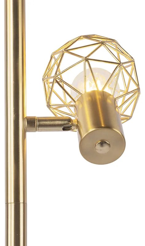 Designerska lampa podłogowa złota 3-światłowa regulowana - Mesh Nowoczesny Oswietlenie wewnetrzne