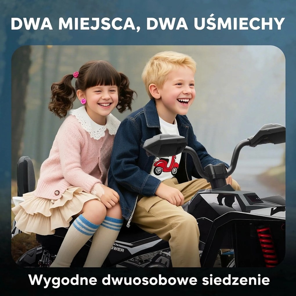AIYAPLAY Elektryczny Quad dla Dzieci, 24V Pojazd z 4 Kołami, Reflektory, Port USB, Funkcja MP3, 6,5 km/h, 3-8 lat