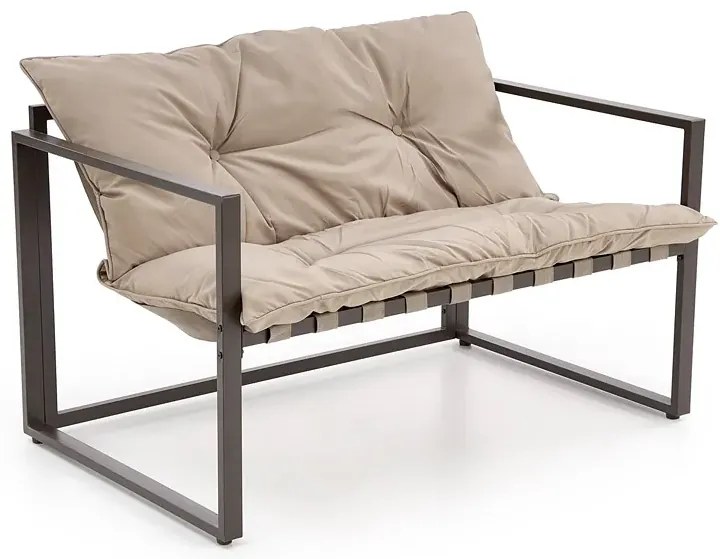 Beżowy zestaw ogrodowy sofa + 2 fotele + ława - Denoli