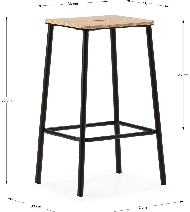 Czarne hokery zestaw 2 szt. (wysokość siedziska 65 cm) Abba – Marckeric