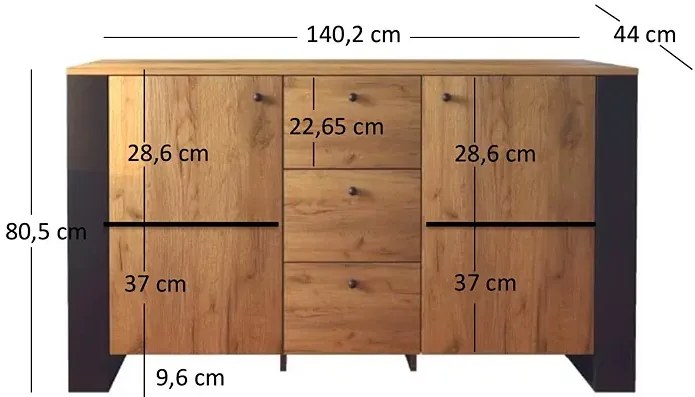 Duża komoda w stylu industrialnym - Kiraz 4X