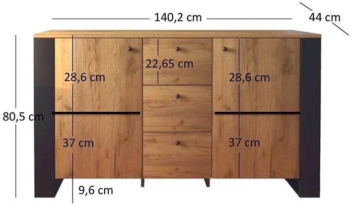 Duża komoda w stylu industrialnym - Pixi 4X