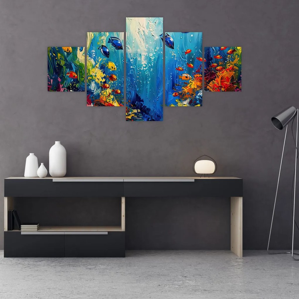 Obraz - Malowanie podwodnego świata (125x70 cm)