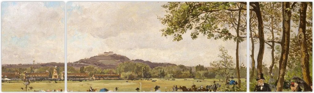 Obraz - French 19th Century, Race Course at Longchamps, reprodukcje (170x50 cm)