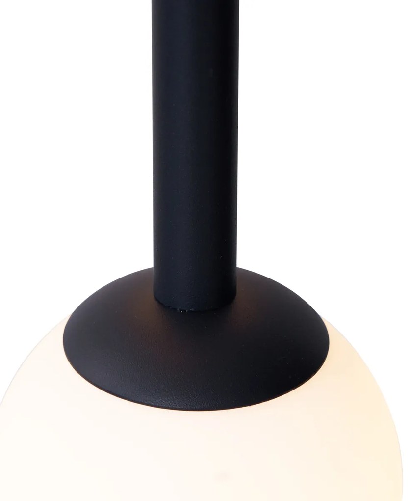 Designerska lampa wisząca czarna z matowym szkłem 5-punktowa - Vertical