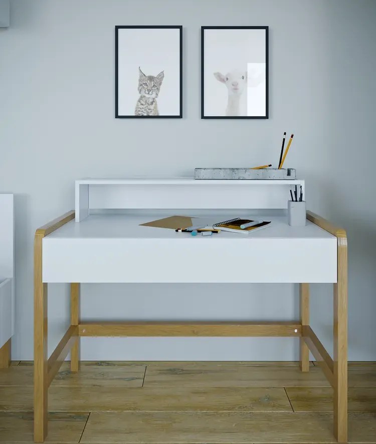 Białe biurko scandi dla dzieci i młodzieży C7-H53