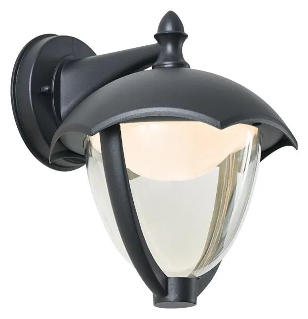 Inteligentna zewnętrzna lampa ścienna czarna z przezroczystym szkłem, w tym LED IP54 - Classica