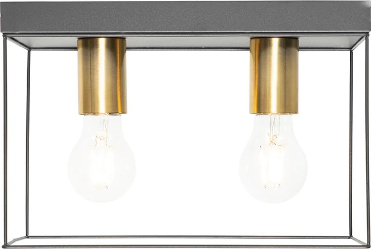 Minimalistyczna lampa sufitowa czarna ze złotem 2-światła - Kodi