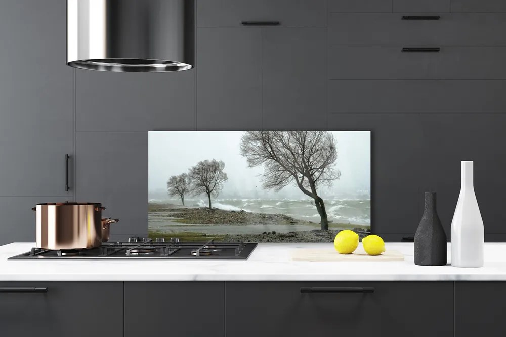 Szkło do Kuchni na Ścianę Potęga Morskiego Sztormu