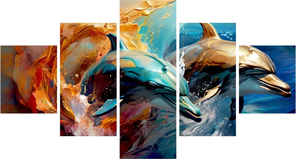 Obraz - Malowanie delfinów (125x70 cm)