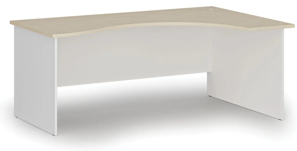 Ergonomiczne biurko PRIMO WHITE, 180x120 cm, prawe, biały/brzoza