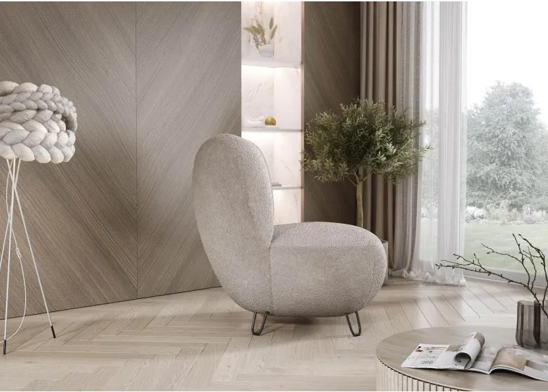 Fotel LUIS skandynawski wolnostojący na metalowych nogach w tkaninie ANTHOLOGY 06