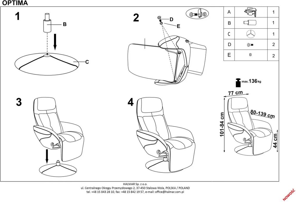 Rozkładany fotel do salonu Optima 2