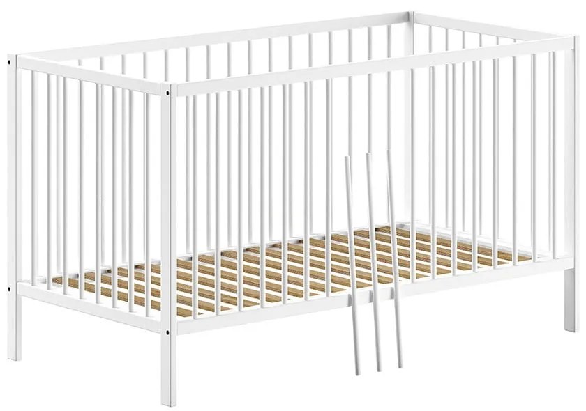 Białe łóżeczko z litego drewna sosnowego 70x140 cm DINO – Vipack