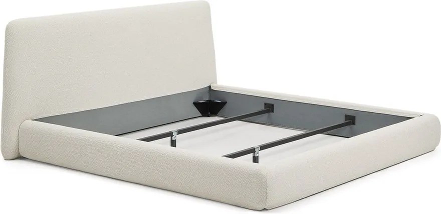 Beżowe tapicerowane łóżko dwuosobowe bez stelaża 180x200 cm Martina – Kave Home