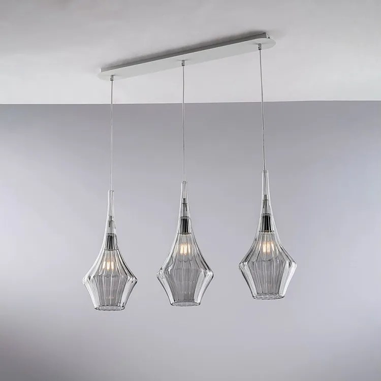 Szyna żelazna Zeus z szarym szkłem Pyrex 3 światła dł. 75 x 10 BL270-BIN3-GR