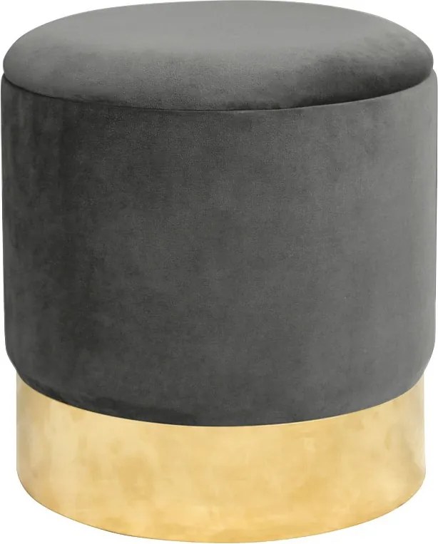 Pufa ze schowkiem okrągła welurowa AKORD GOLDEN Szara