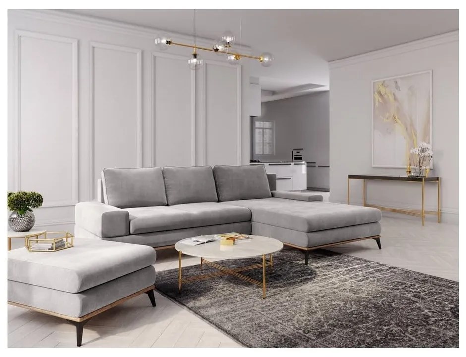Jasnoszary rozkładany narożnik Windsor &amp; Co Sofas Planet, prawostronny
