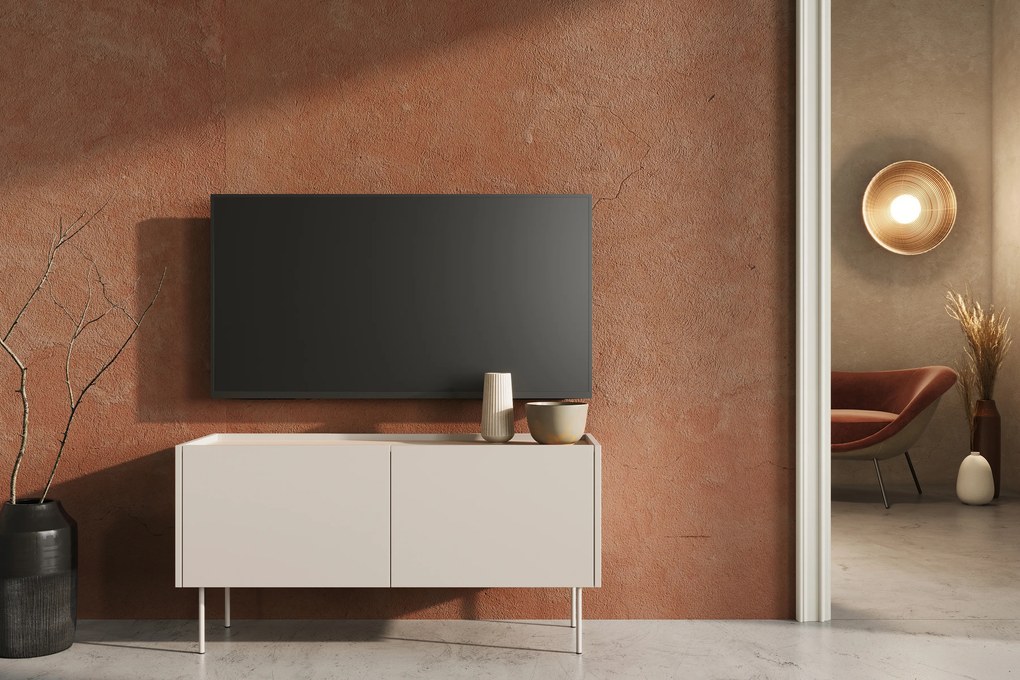 Szafka RTV Desin 120 cm z metalowymi nogami - kaszmir / dąb nagano