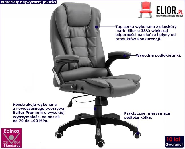 Szary Rozkładany Fotel Gabinetowy C0-N34