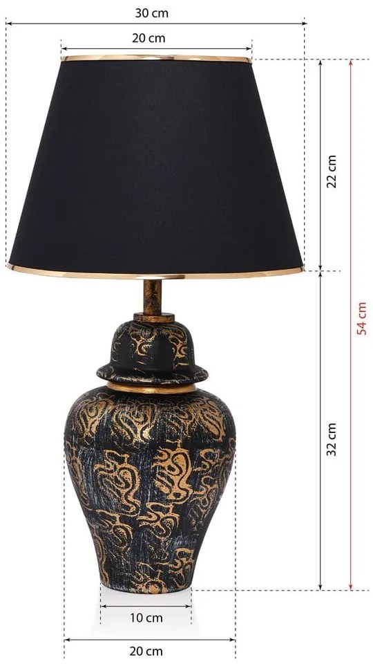Lampa stołowa w czarno-złotym kolorze z tekstylnym kloszem (wysokość 54 cm) Derin – Opviq lights