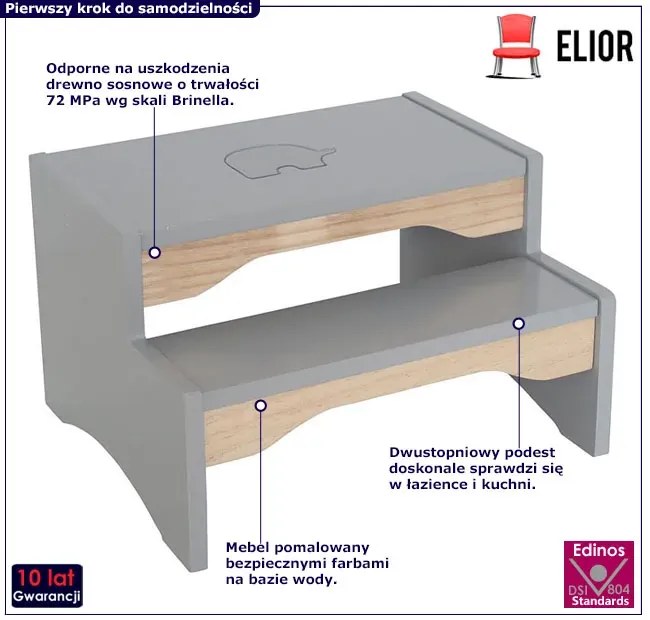 Szary dwustopniowy podest dla dzieci E5-P99