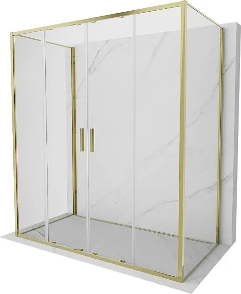 Mexen Exo-3S kabina prysznicowa 3-ścienna rozsuwana 190 x 85 cm, transparent, złota - 8152-190-085-50-00-3S