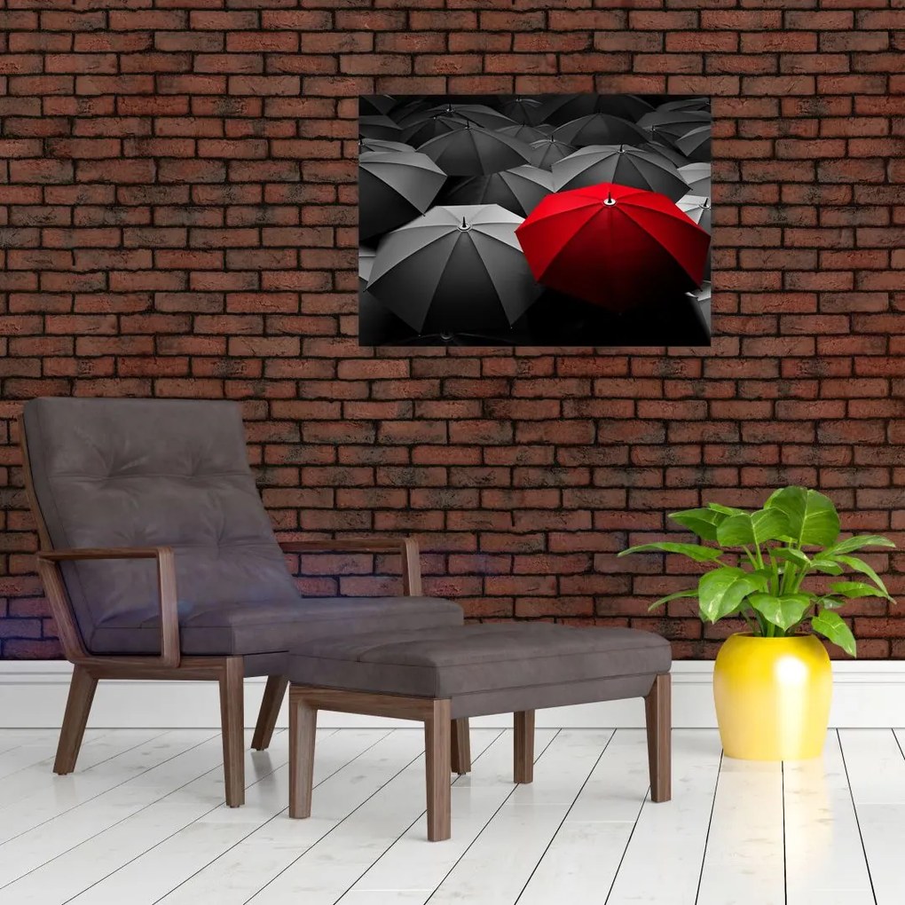 Obraz na szkle otwartych parasoli (70x50 cm)