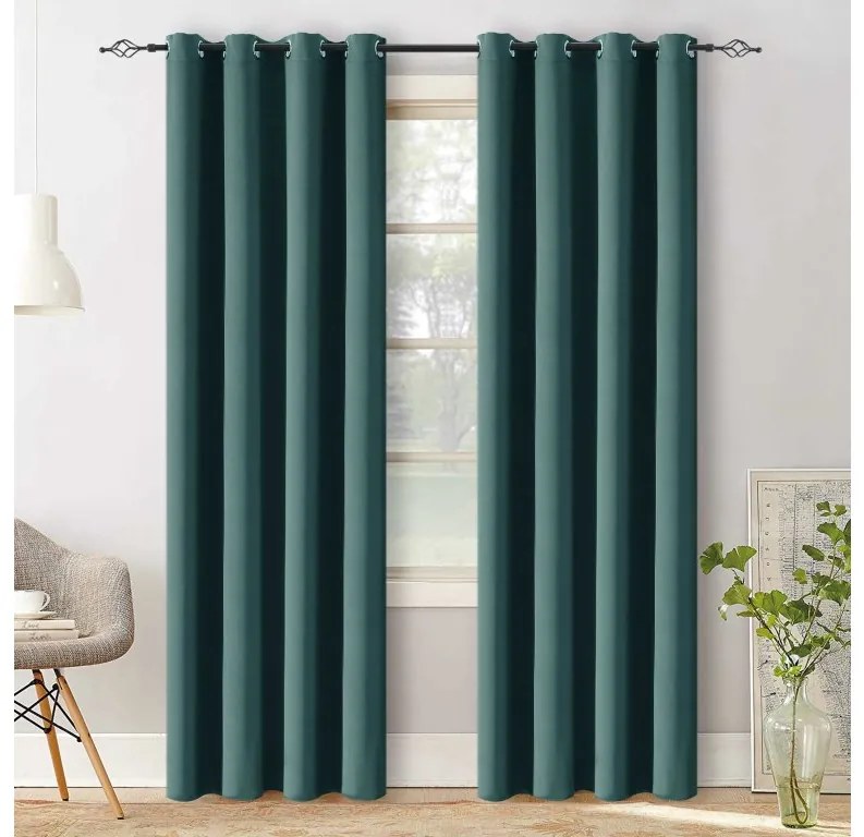 Zasłona zaciemniająca VELVET 140x250 cm, turkusowa Zawieszanie: Metalowe pierścienie
