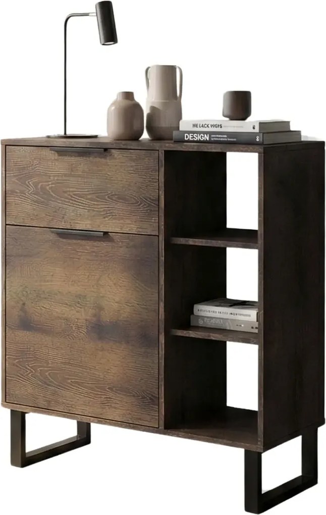 Industrialna komoda na czarnej podstawie E1-M16