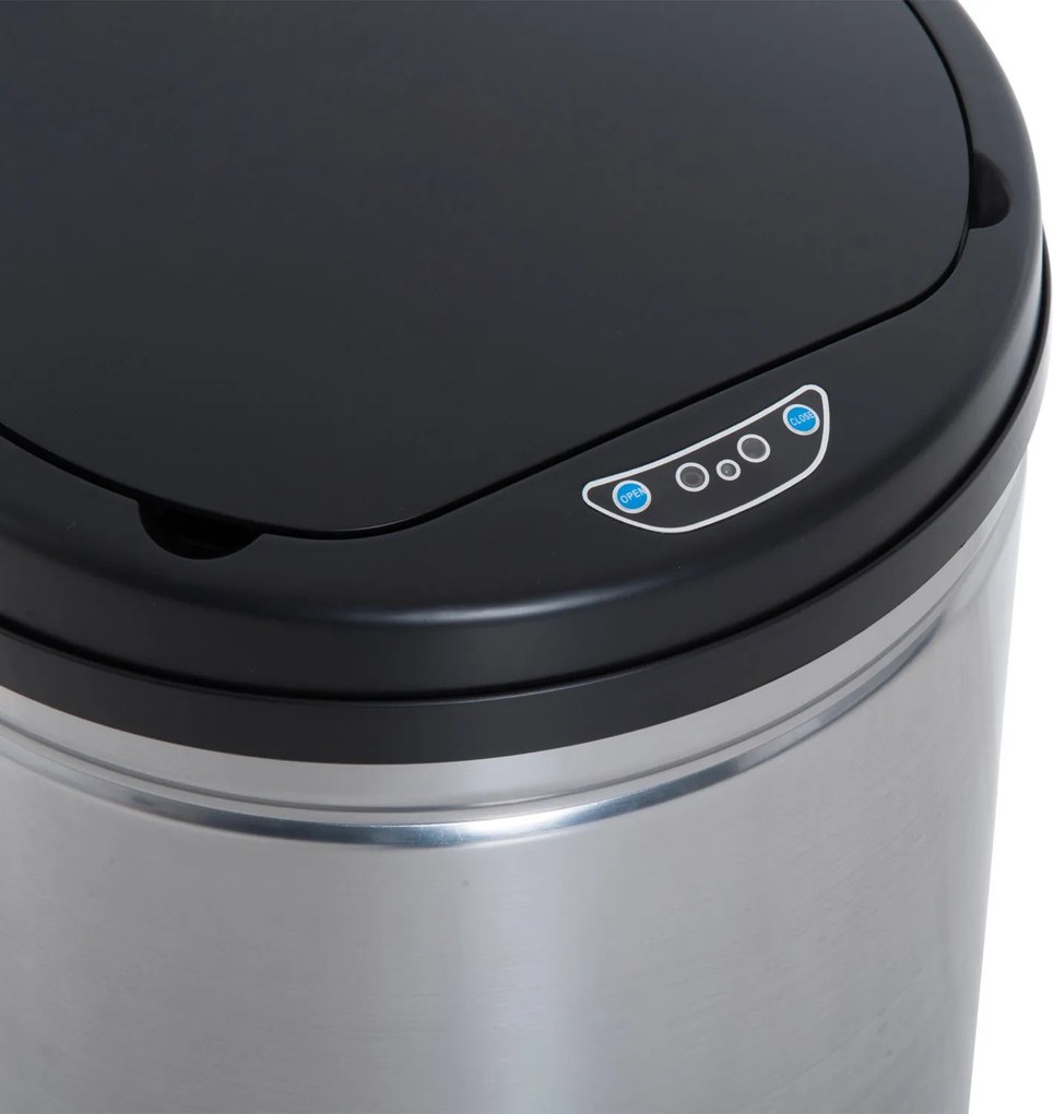 HOMCOM Kosz na Śmieci Automatyczny Stalowy 30L Czarno-Srebrny 30,5x51,5cm Elegancki i Funkcjonalny | Aosom PL