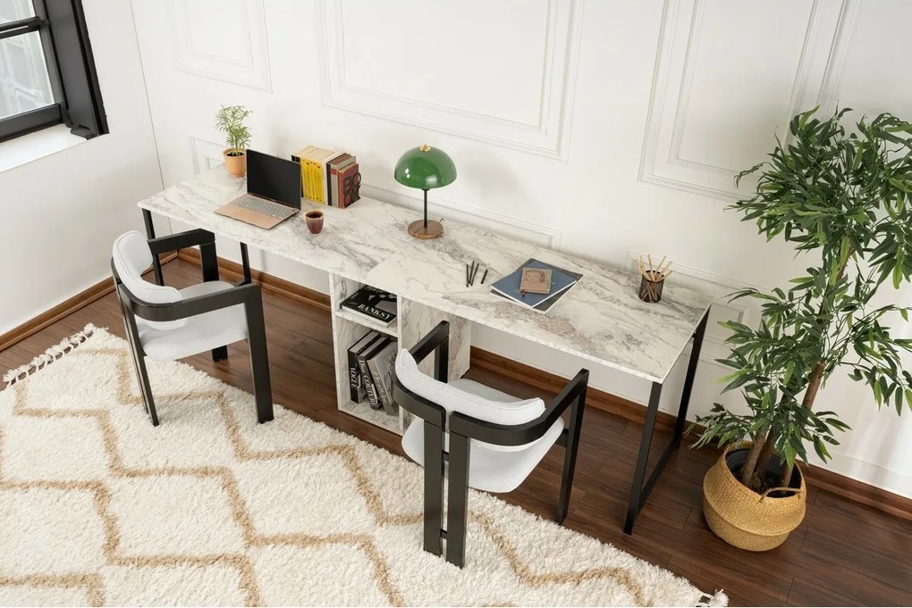 Biurko Twin Freesia Marble and Black