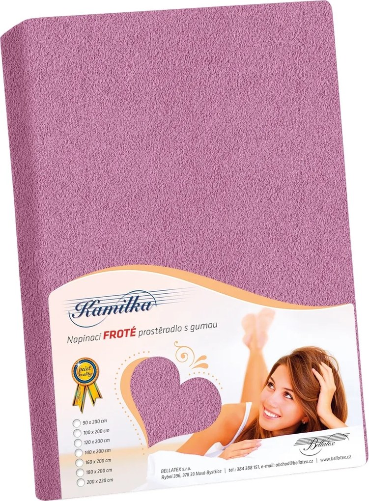 Bellatex Prześcieradło frotte Kamilka fioletowy, 140 x 200 cm