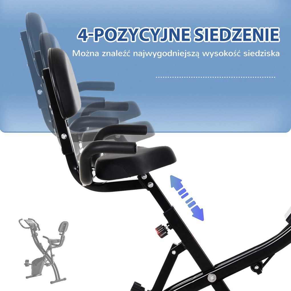 HOMCOM Rower treningowy Rower stacjonarny Składany Z parą kabli napinających 2 w 1 do użytku domowego Stalowy 51 x 97 x 115 cm Czarny | Aosom PL