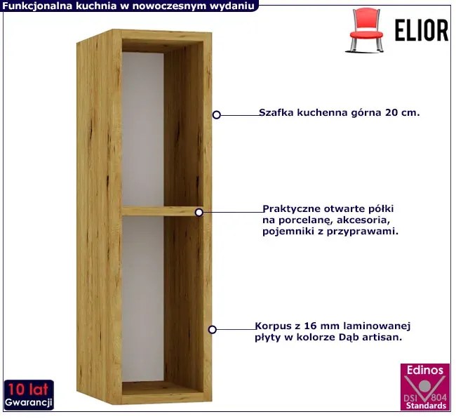 Szafka kuchenna górna 20 cm dąb artisan Granada 25X Misjuri