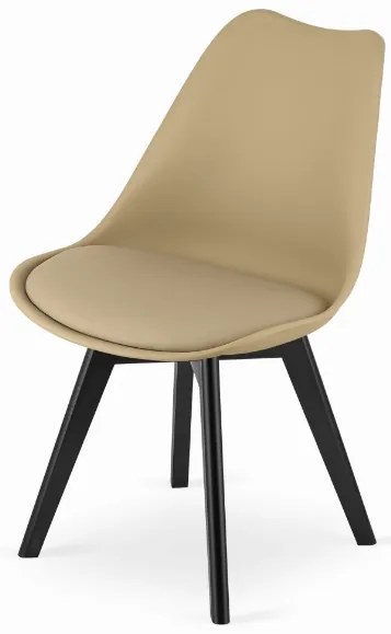 Zestaw jadalniany 1 + 4, czarny stół ADRIA 120x80 cm + beżowe krzesło BALI MARK z czarnymi nogami