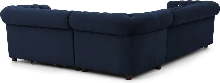 Niebieski aksamitny rozkładany narożnik (prawostronny/w kształcie litery L) York Blik – Ropez