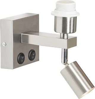 Nowoczesna lampa ścienna ze stali z lampką do czytania - Brescia