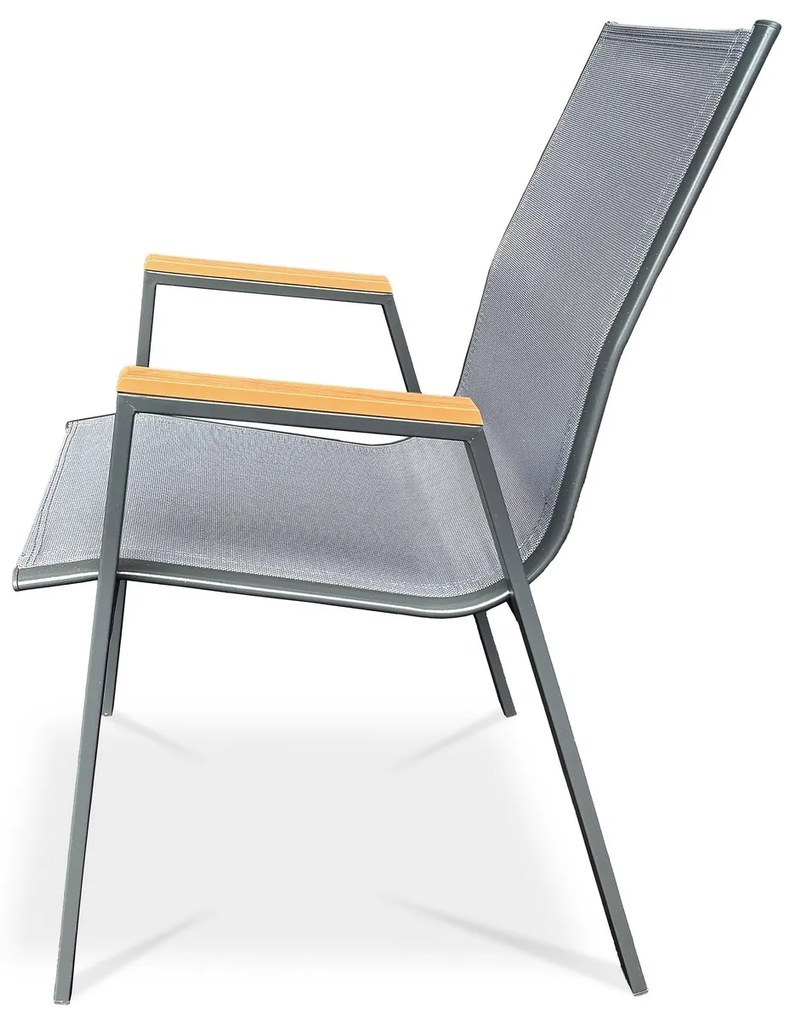Krzesło ogrodowe Autronic, metalowe, tekstylne, szare, AZC-S1050 GREY