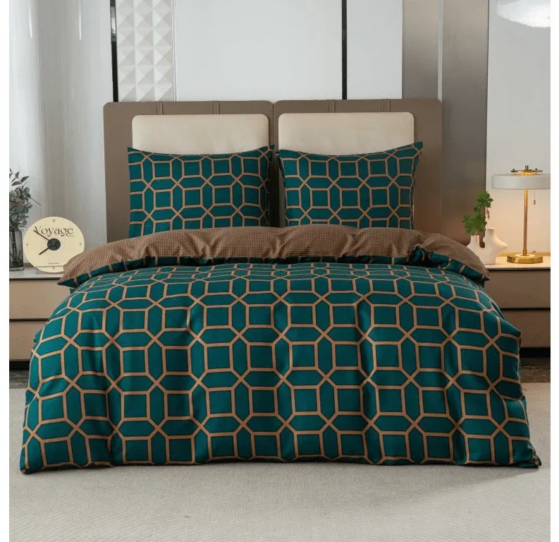 PrzytulneMieszkanie.pl PrzytulneMieszkanie.pl Flanelowa pościel z mikrofibry KERNAL zielona Rozmiar pościeli: 2 szt 70 x 90 cm | 200 x 220 cm